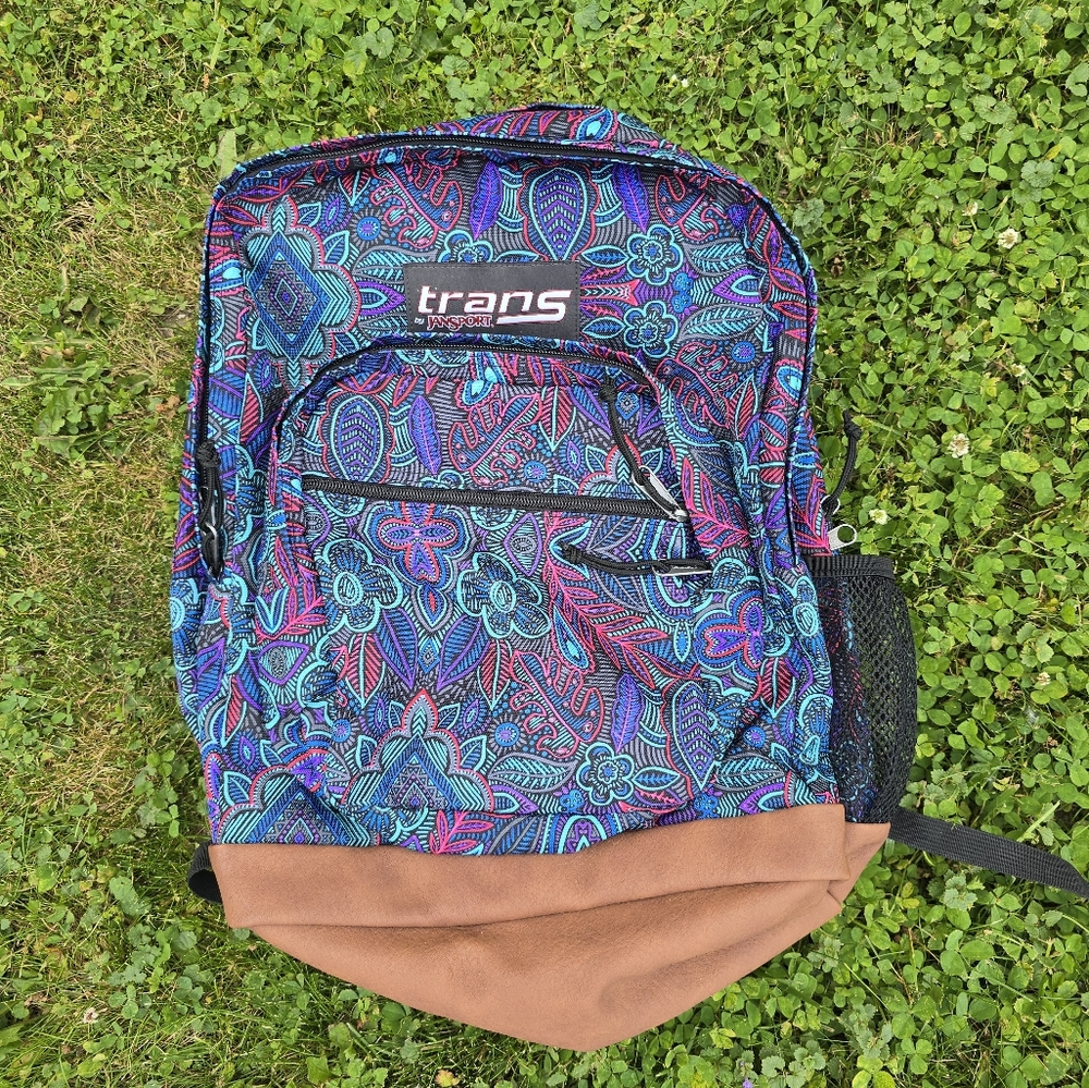 Jansport Trans Backpack - Vibrant Blue and Pink Floral